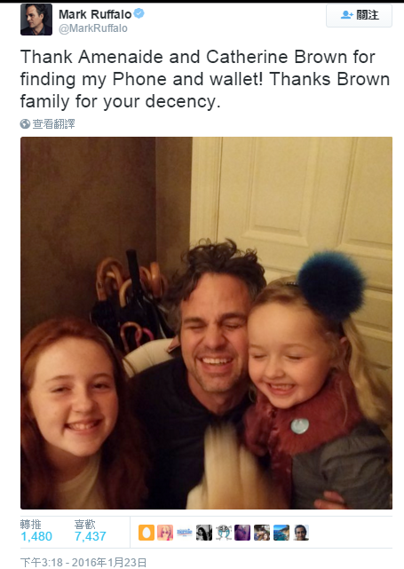 圖片來源:markruffalo/twitter