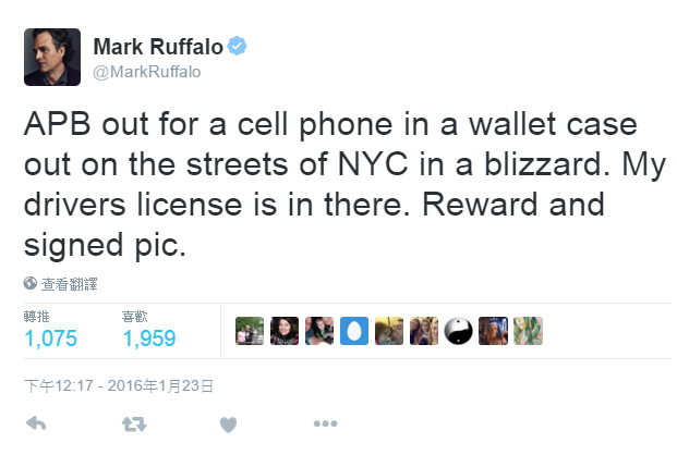 圖片來源:markruffalo/twitter
