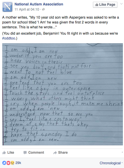 圖片及資料來源：National Autism Association/Facebook