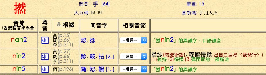 圖片來源：粵語審音配詞字庫